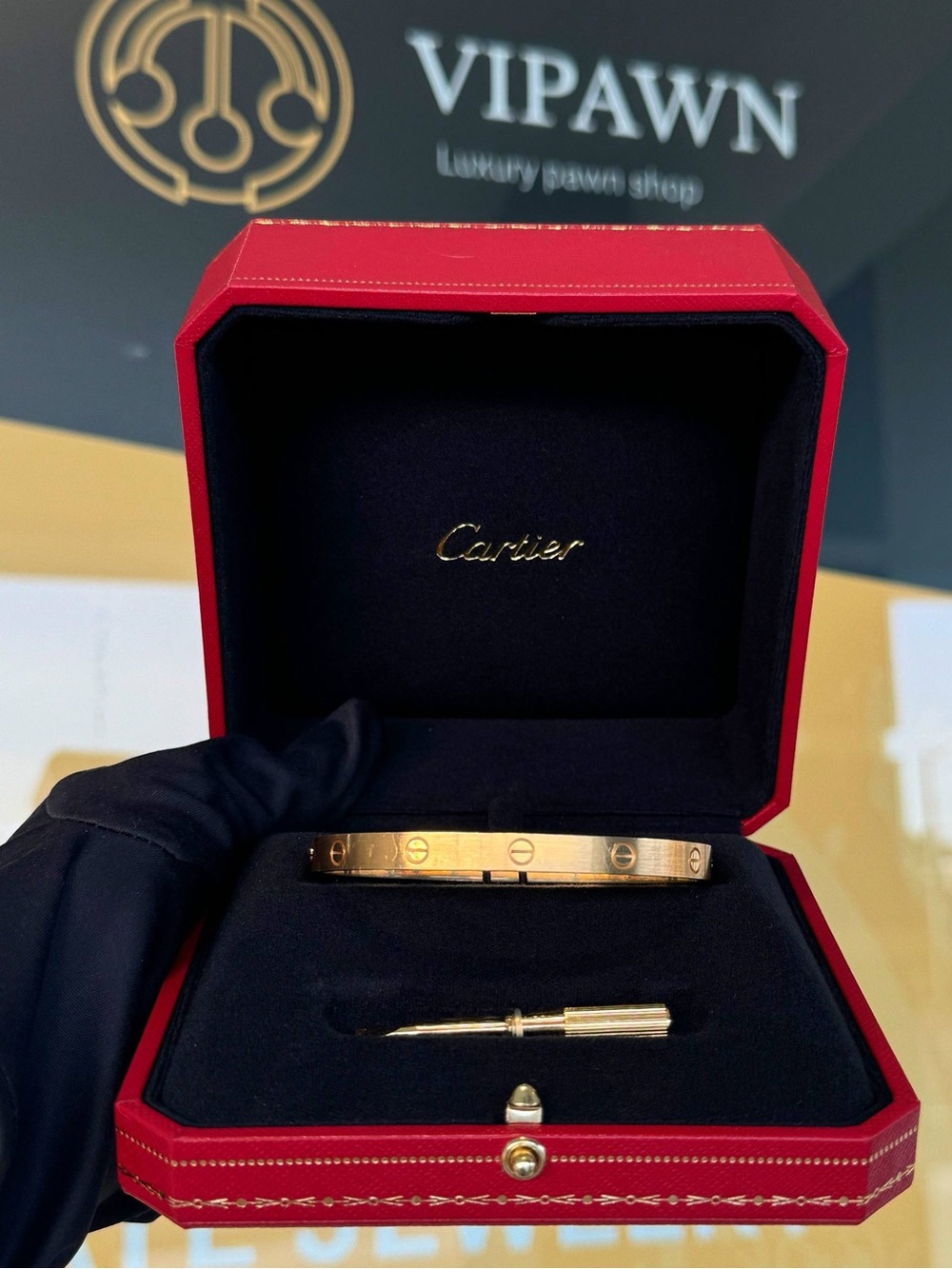 Cartier 18k yellow gold Brushed LOVE BRACELET CLASSIC MODEL size 20 full set 202 - Picture 6 of 11